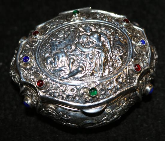 German silver box with cabochan